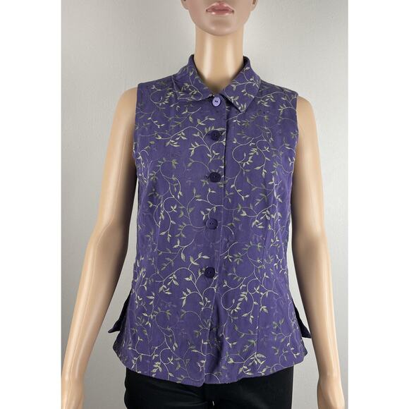 Josephine Chaus Womens 100% Silk Sleeveless Button Front Blouse Sz 8 Purple Top - Picture 1 of 12